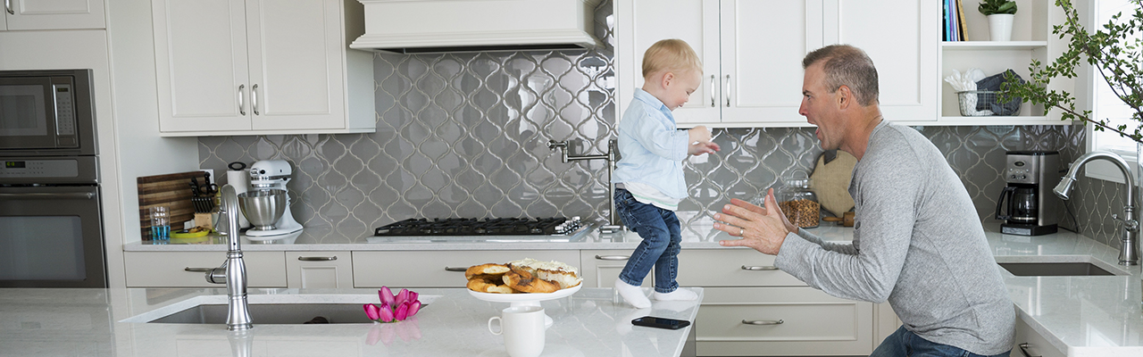 Father and son in the kitchen